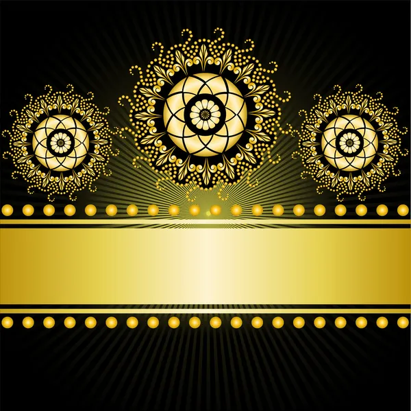 Bordure dorée sur fond noir — Image vectorielle